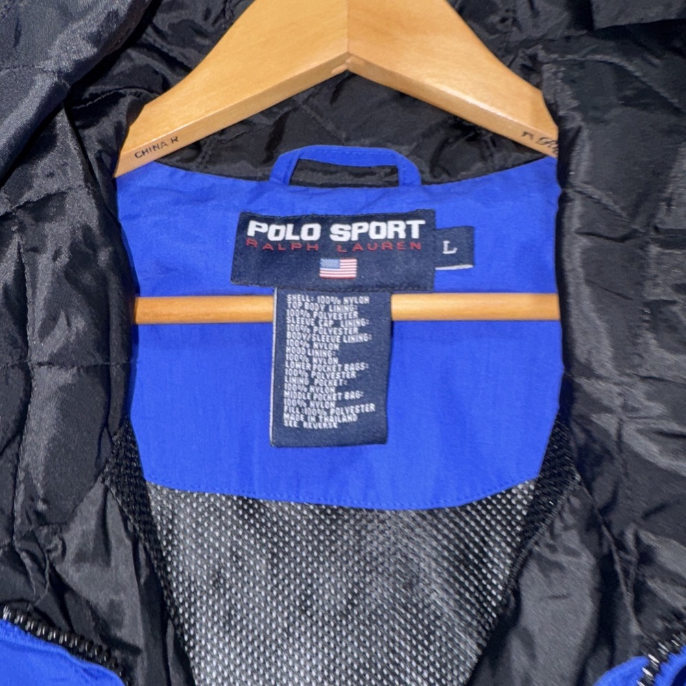 VTG 90's POLO SPORT Anorak Deadstock Windbreaker Jacket sz L Blue Reflectors - Picture 8 of 9